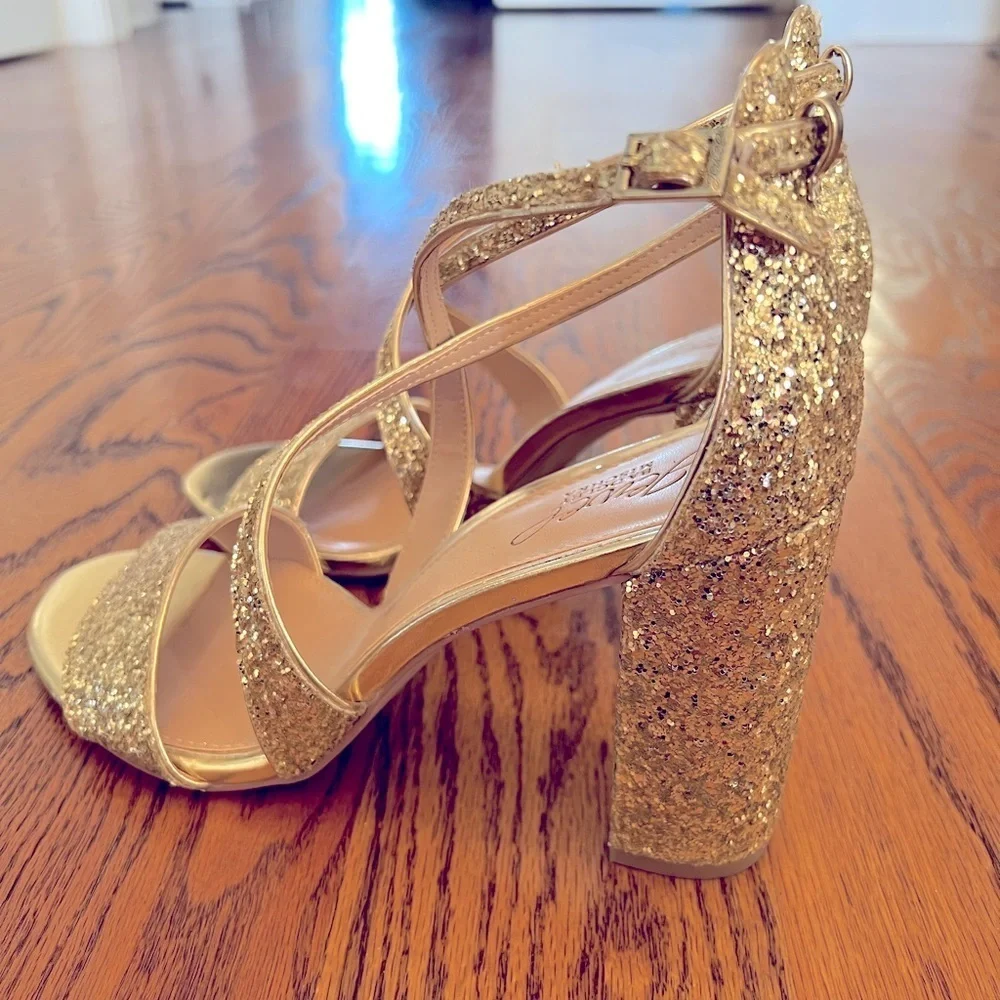 Brand New Badgley Mischka Cook Metallic Glitter Evening Shoe Size 9.5